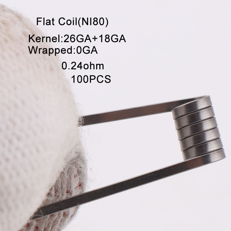 100 pz/scatola NUOVO XFKM Ni80 SS316l Sfalsati Fuso Clapton Prebuilt Colis Nichelcromo Ad Alta Densità RDA RTA RBA Atomizzatore Bobine di Riscaldamento: flat-coil-n80-100