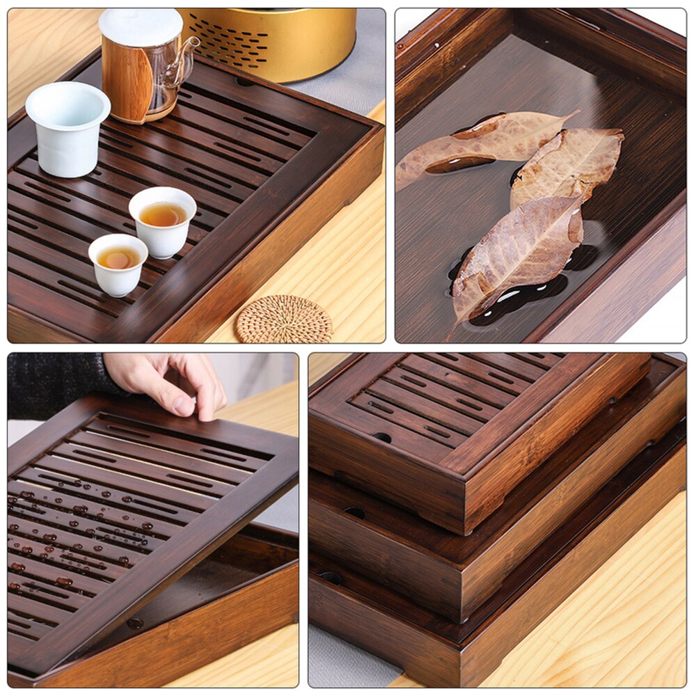 Walnoot Houten Thee Dienblad Chinese Thee Serveren Kung Fu Thee Trays Milieuvriendelijke Tafel Water Opslag Trays Met Water Opslag Theewaar