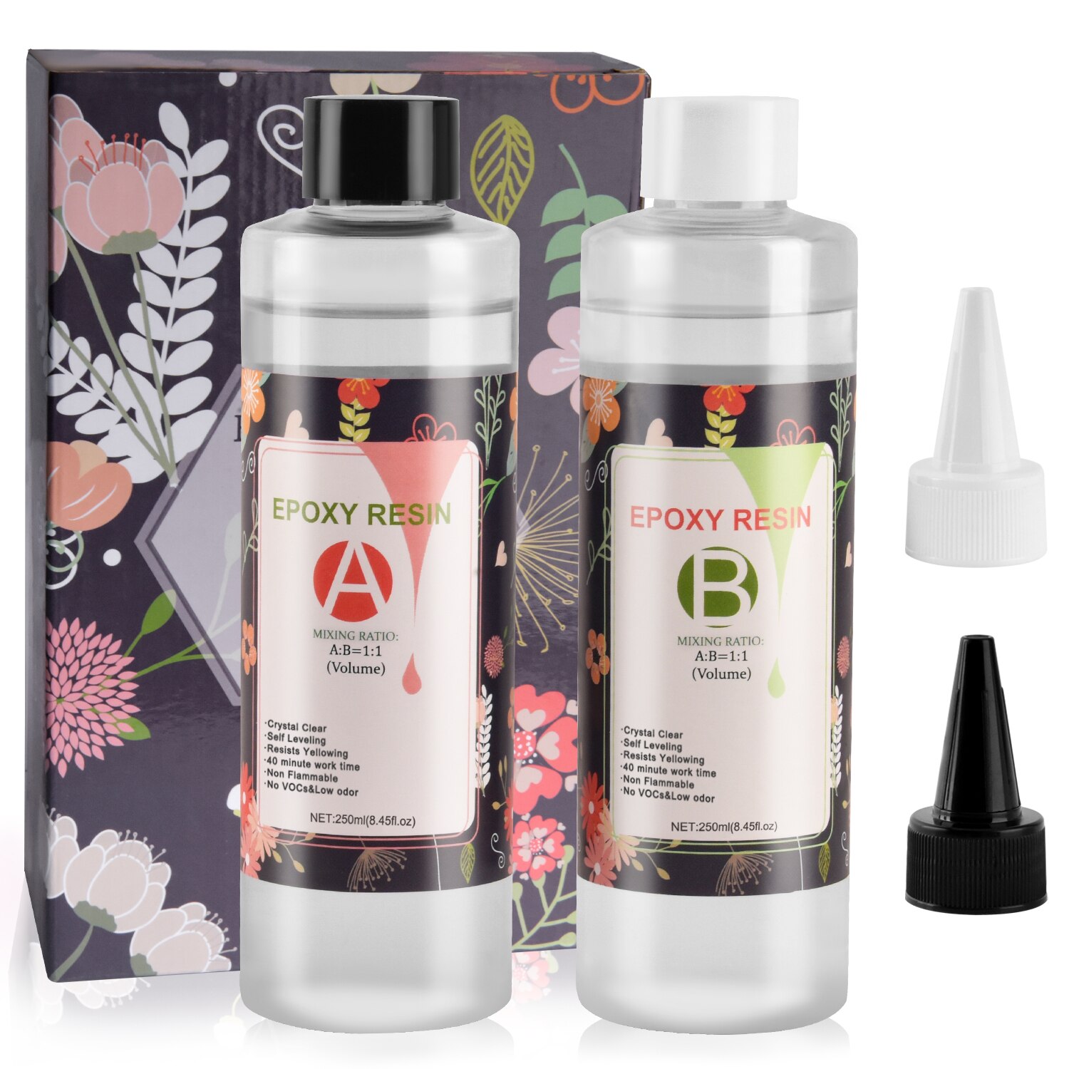 Pegamento de resina epoxi para fabricación de joyas, molde de silicona, arte de resina, alta adhesivo, 204ml/250ml/500ml, 1:1 AB: A250ml B250ml