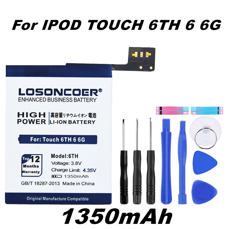 Losoncoer A1641 1350Mah Batterijen Voor Ipod Touch 6TH Generatie 6 6G Mobiele Telefoon Batterij
