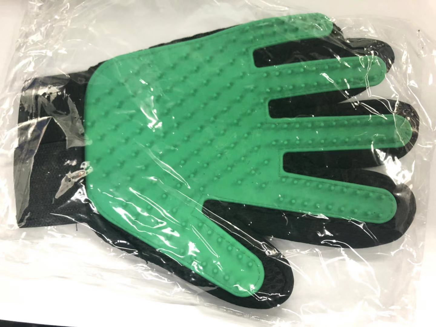 Guantes para mascotas, limpieza de gatos, masaje, guantes para enrollar el pelo, cepillo de baño para perros, peluquería, guantes para quitar Goma: green right hand