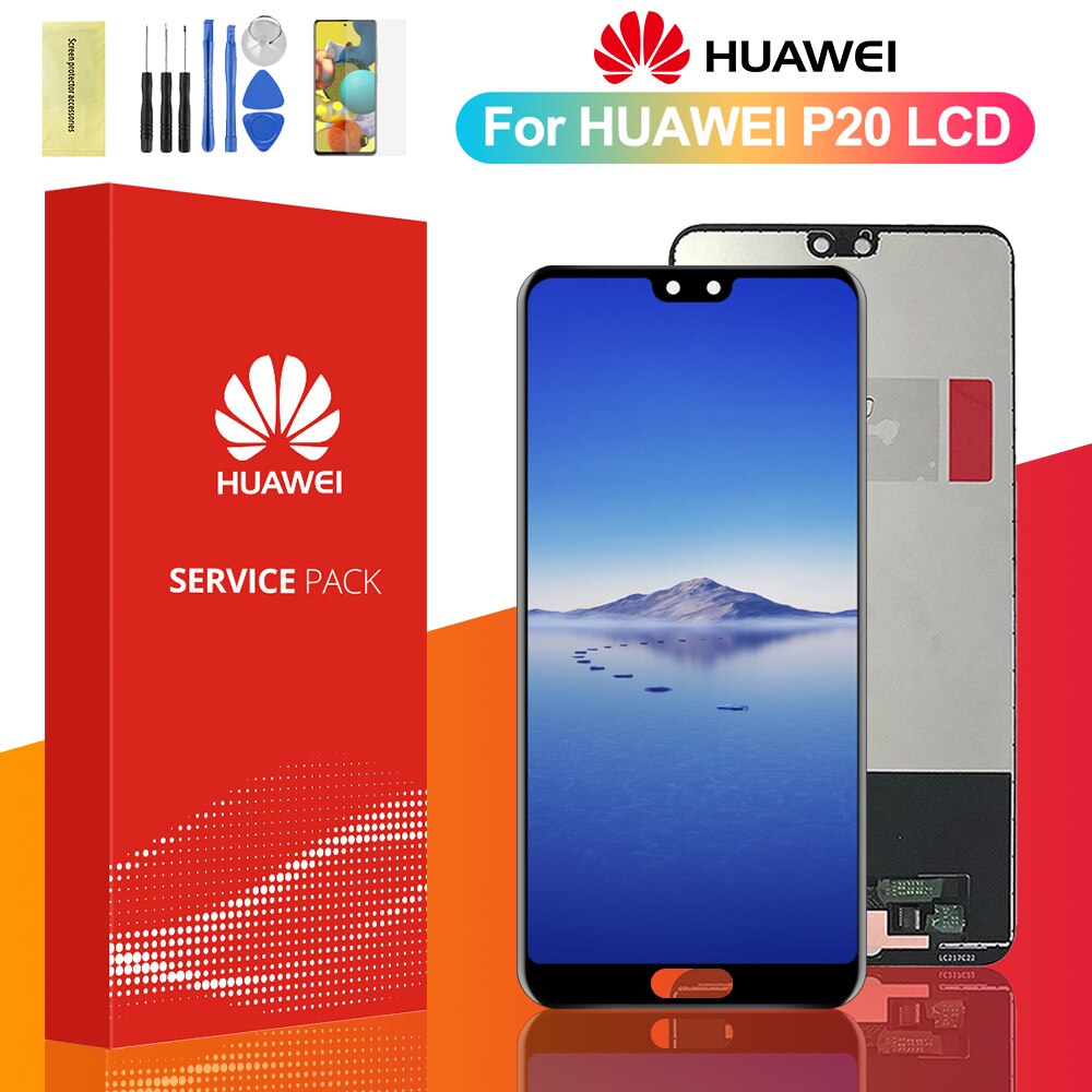 5.8 & #39 ;& #39 ; lcd für huawei  p20 eml -l29 l09 l22 display mit rahmen 10 touchscreen-digitizer ersatz für huawei  p 20 p20 lcd