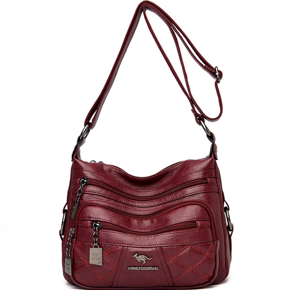 Diamant Gitter Viele Taschen Schulter Tasche Weiche Leder Umhängetaschen für Frauen Damen Reisetasche Handtaschen