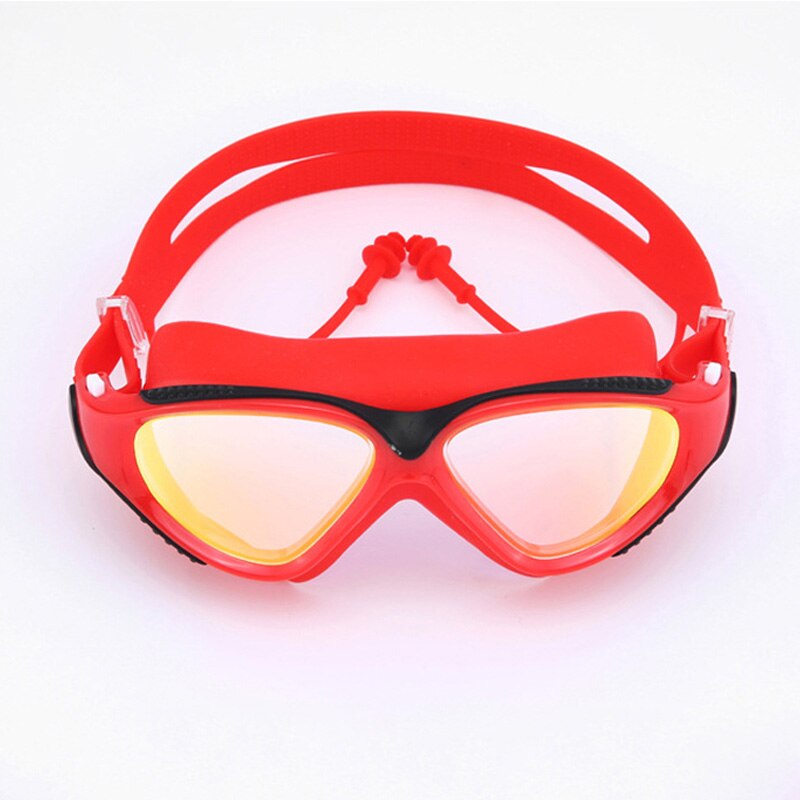 Svømmebriller voksen vandtæt uv-beskyttelse anti-tåge justerbare dykningsbriller svømmebriller: Rød