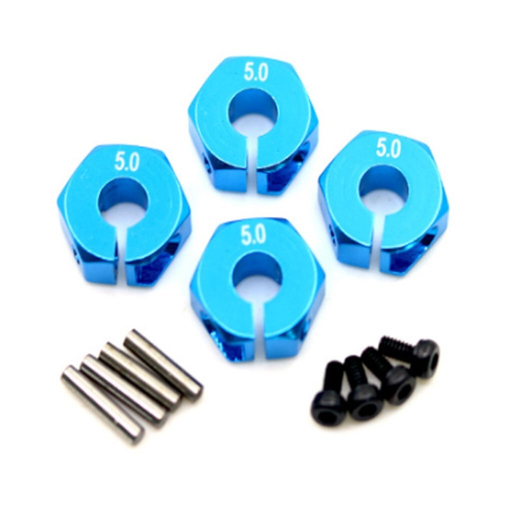 4 stks/partij 5mm Dikke 12mm Aluminium Wiel Hex Moer Met Pins Drive Hubs 102042 Upgrade Onderdelen Voor 4WD RC Auto Himoto: Blue