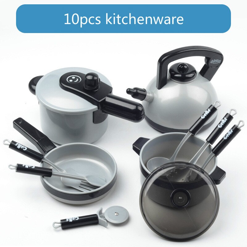 Cucina per bambini Suono e Luce Giocattolo Impostato Grande Cucina di Simulazione Mini Cibo Utensili Da Cucina Pentolame E Utensili Per Cucinare Cucina Giocattolo Regali per le Ragazze: 10pcs