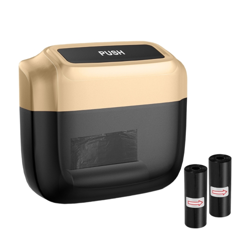 Cubo basura para coche, bote basura colgante con tapa, caja almacenamiento para basura vehículo: Oro