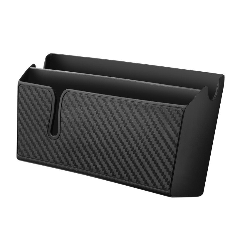 Newest Model Car Storage Box Carbon Fiber Grain Paste Type Cellphone Holder Flexible Glue Surface Stowing Tidying Storage Box: B