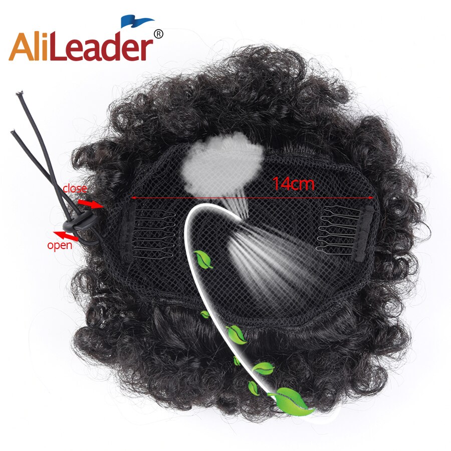 Alileader coc scurt de păr puf afro super-sintetic 8 inch șnur scurt coadă de cal clemă extensie de păr coci de păr crepus