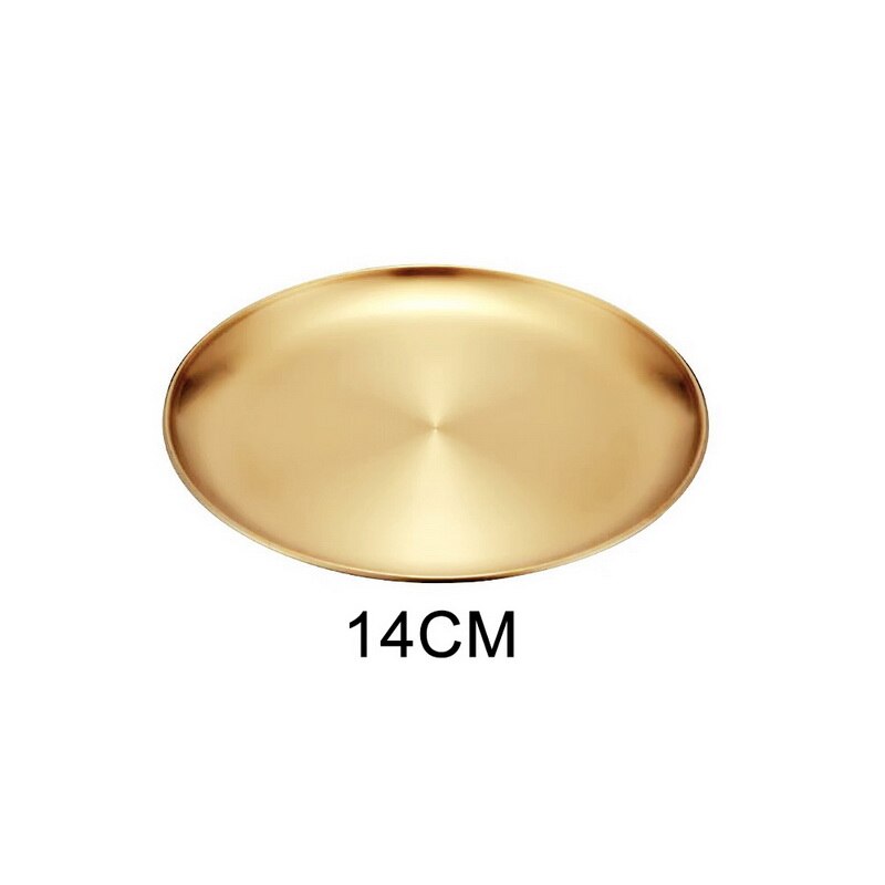Gold Essen Platte Schüsseln Europäischen Stil Abendessen Platten Runde Platte Kuchen Tablett Westlichen Steak Runde Tablett Küche Geschirr #: 14cm