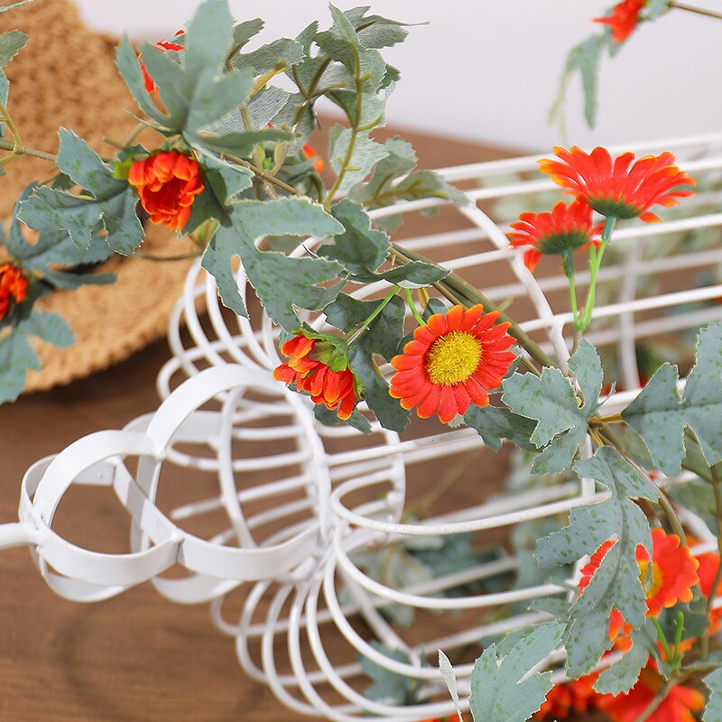 Guirnalda de girasoles amarilla Artificial, seda de flor de Margarita, enredadera colgante de ratán, hojas de Navidad, boda, decoración del hogar, follaje sintético