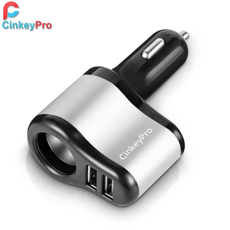 CinkeyPro Car Charger Cigarette Lighter 2-Ports USB Charger 2.1A Car-Charger Mobile Phone Universal For iPhone Samsung Charging