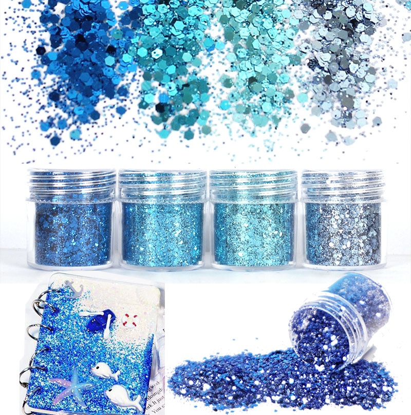 4 Pcs/set Colorful Chameleon Gradient Glitter Bling Filling For UV Resin Craft DIY Jewelry Making Crafts Jewelry Tools: BLUE