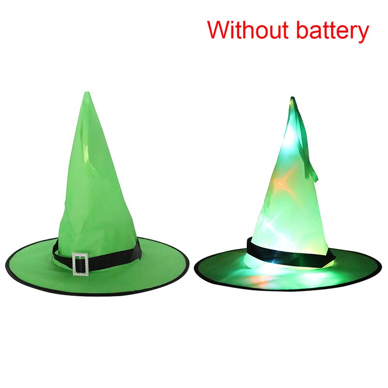 1pcs Halloween Witch Hat with LED Light Glowing Witches Hat Hanging Halloween Decor Suspension Tree Glowing Hat for Kids: Green