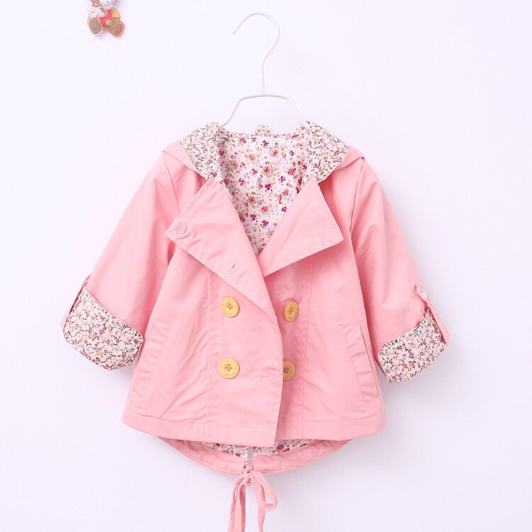 meisje jas lente fall meisje double breasted vest baby baby kind kant jacket: 4-6 Months / Roze