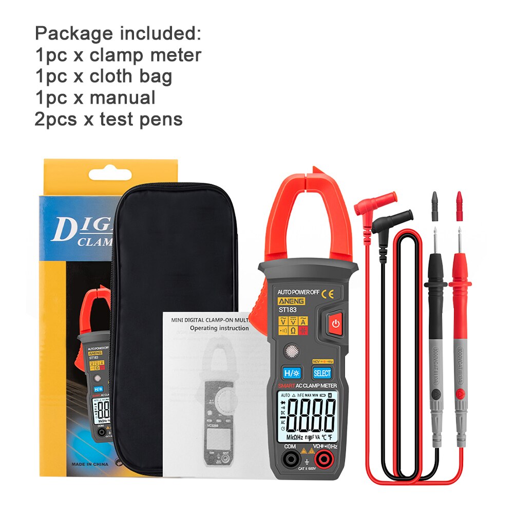 LCD Display AC DC Current 4000 Counts Multifunctional Backlight Capacitance Automatic Shutdown Home Voltage Digital Clamp Meter