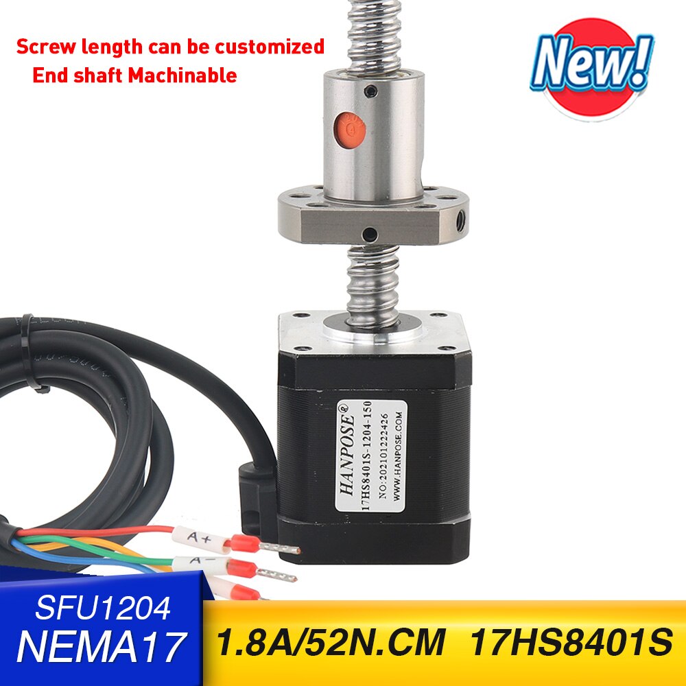 Motor paso a paso 17hs8401s 48mm nema 17 con husillo de bola, motor sfu1204 para máquina de grabado CNC o máquina de precisión
