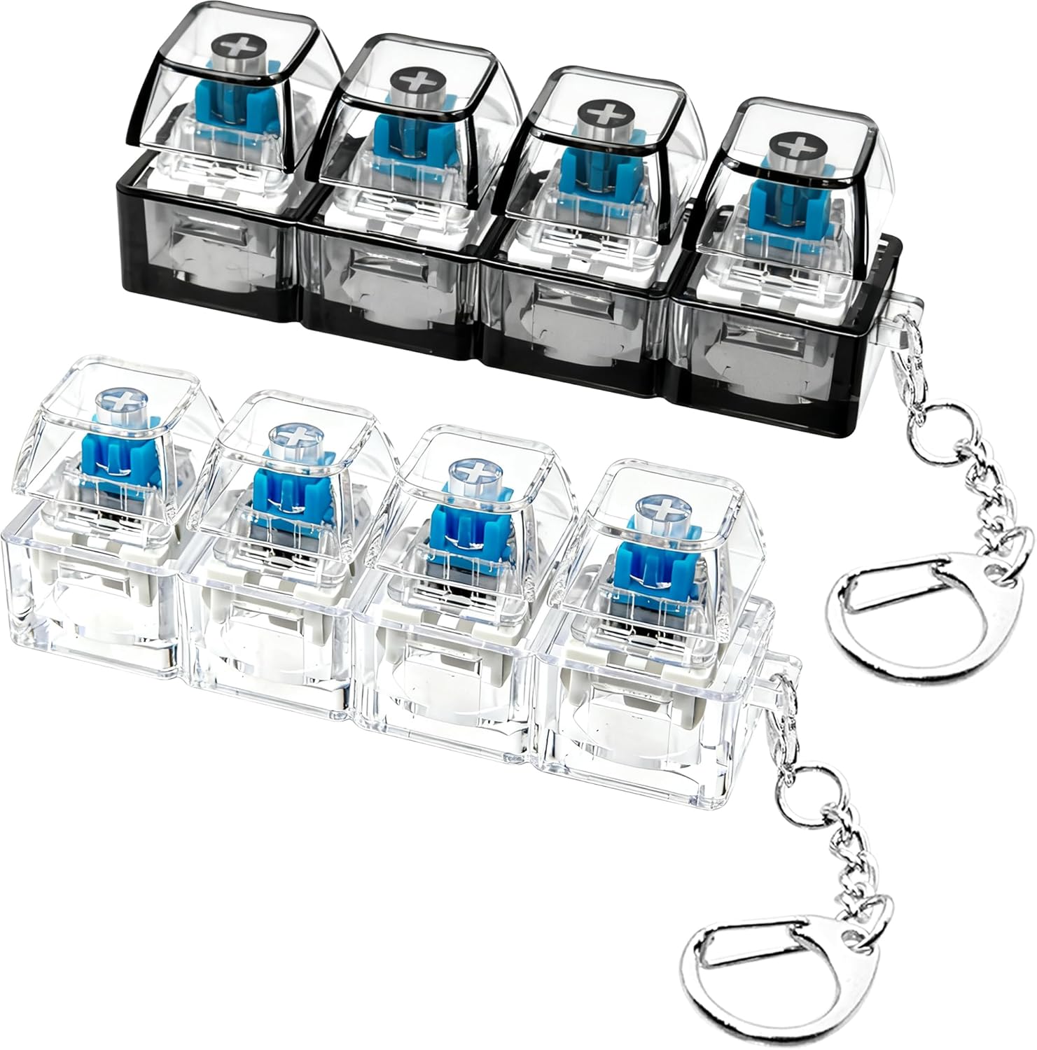 Bærbart led-tastaturnøglering med klikknap, stresslindrende, sødt skrivebordstilbehør til kontoret, angstlindring, sjov gadgetid