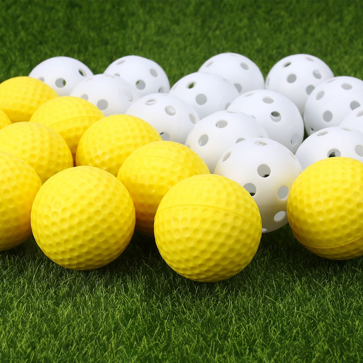 20 piezas de plástico perforada jugar bolas hueco de práctica de Golf entrenamientos deportivos bolas y 12 piezas de espuma suave pelotas de Golf