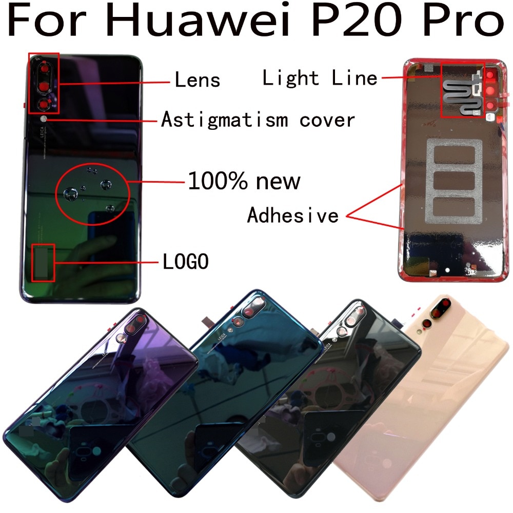 100% oryg nowy dla Huawei P20 zawodowiec CLT-AL00 CLT-L09 CLT-L29 CLT-TL00 szkło na tylne drzwi obudowa baterii pokrywa + klej