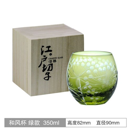 Crystal carved glass red wine glass, Japanese Edo Kiriko ins wind person hand-carved transparent water tea cup whiskey glass: 1PC  E