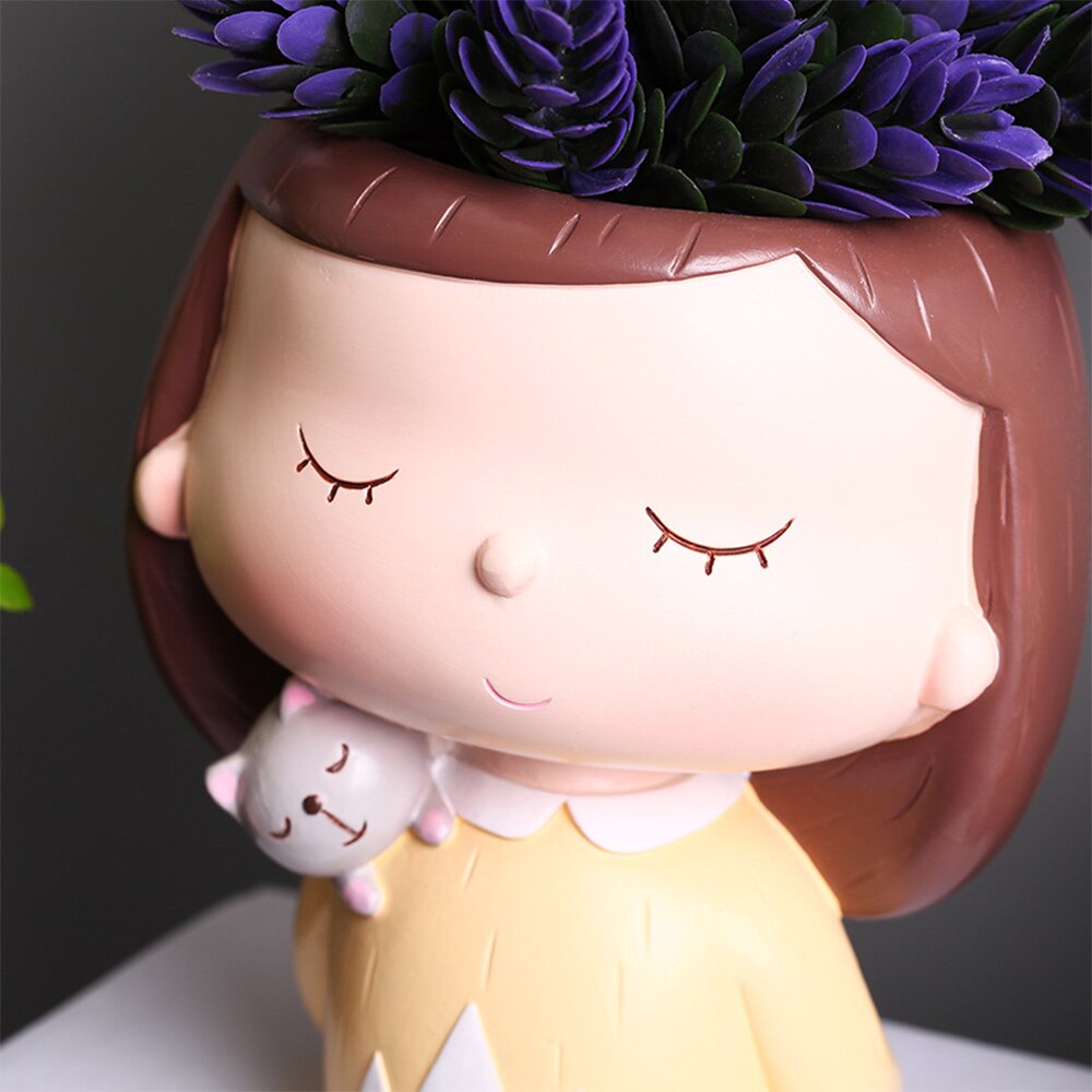 Leuke Meisje Vaas Bloempot Hars Creatieve Gedroogde Bloem Meisje Vaas Ornamenten Handwerk Bloempot Decoratie Home Decoratie