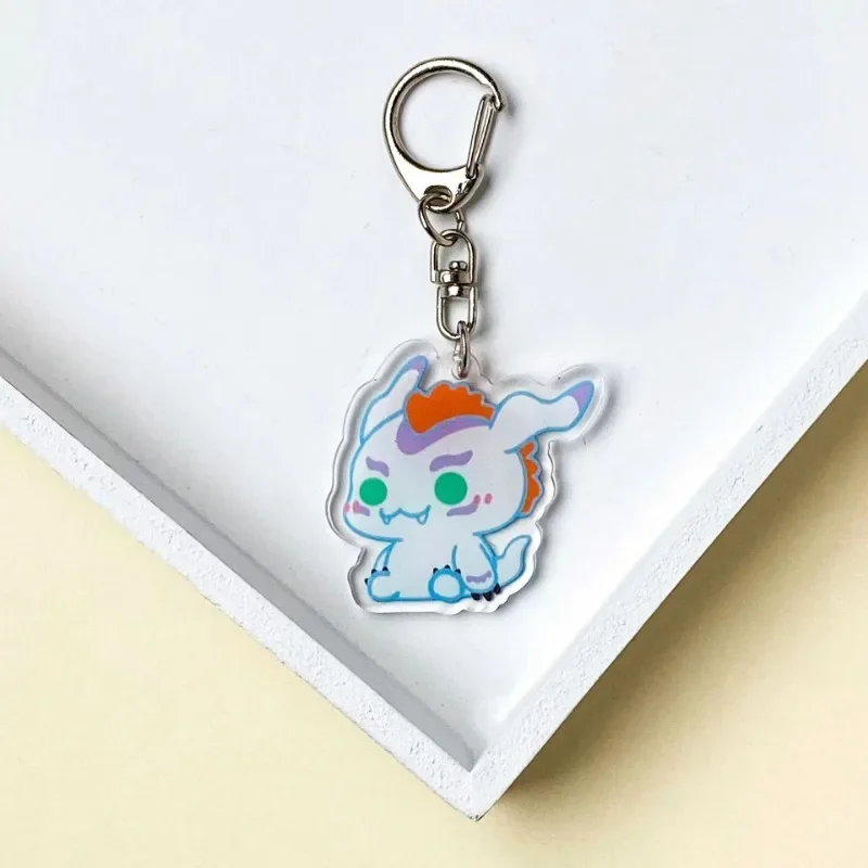 Digimon Agumon Gabumon animación periférica llavero acrílico estudiante bolso escolar accesorios lindo pareja colgante al por mayor: Morado
