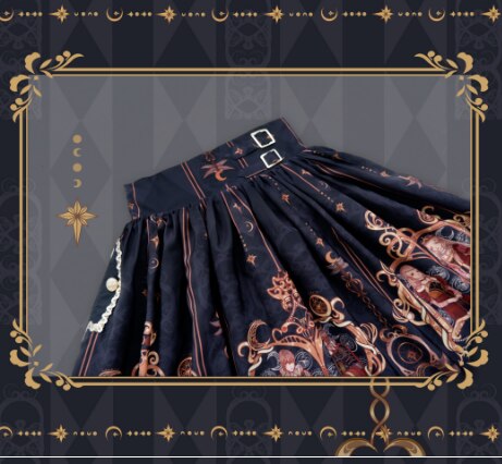 Conjunto de dos piezas de lolita, top y falda gótica punk oscura, estilo palacio gótico, dulce princesa lolita, chica kawaii, estilo uniforme gótico lolita jk: Falda / Metro