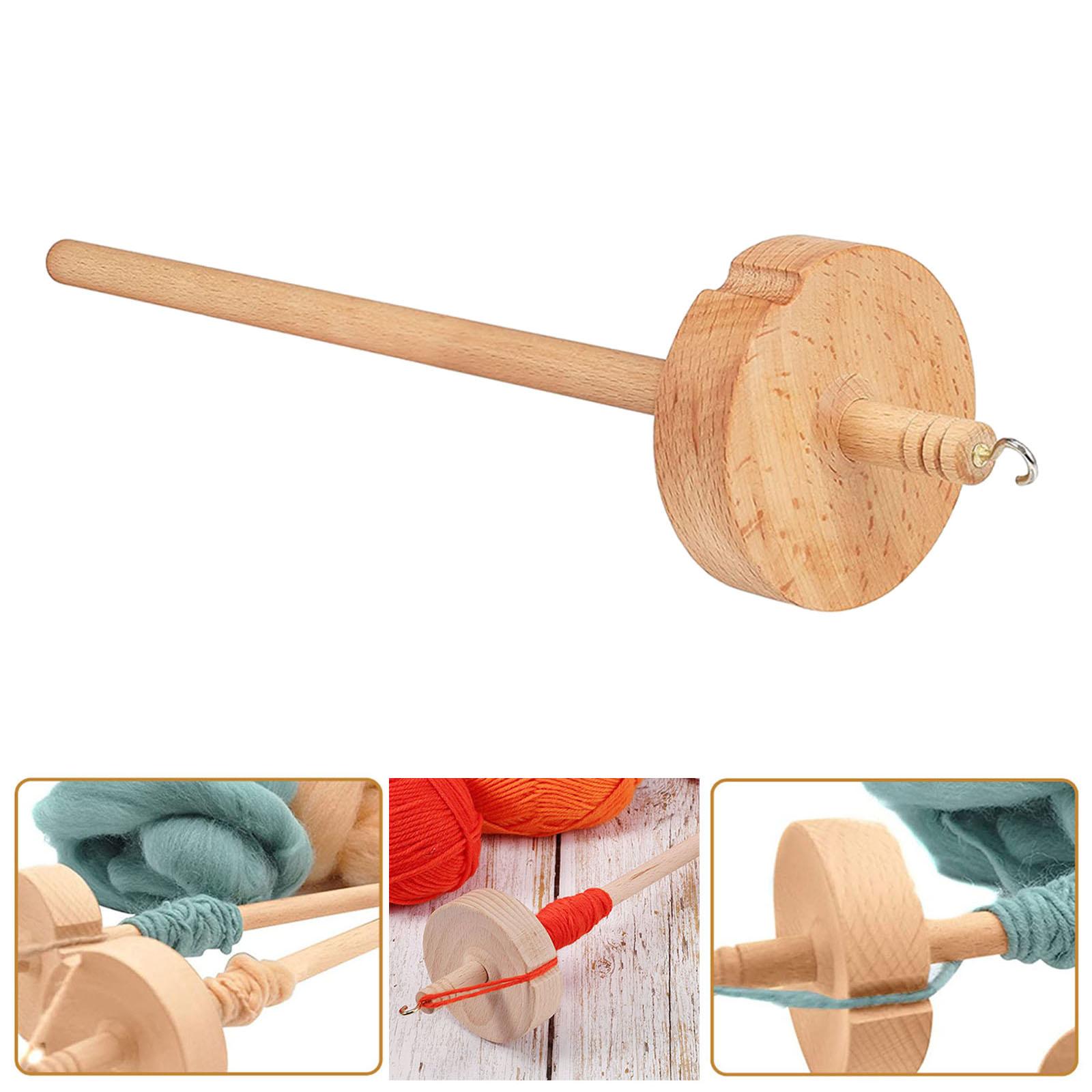 Antique Spindle Top Whorl Yarn Spin Handmade Spindles 12.8" Hand Carved for Crafts Supply Spinning Wheel Beginners DIY