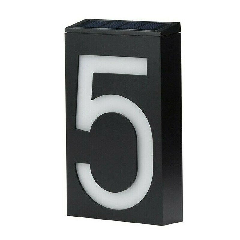Solar Power LED Light Sign House Hotel Door Address Plaque Number Digits Plate Lampes Solaires Led Solaire Lamp Outdoor Home: 5