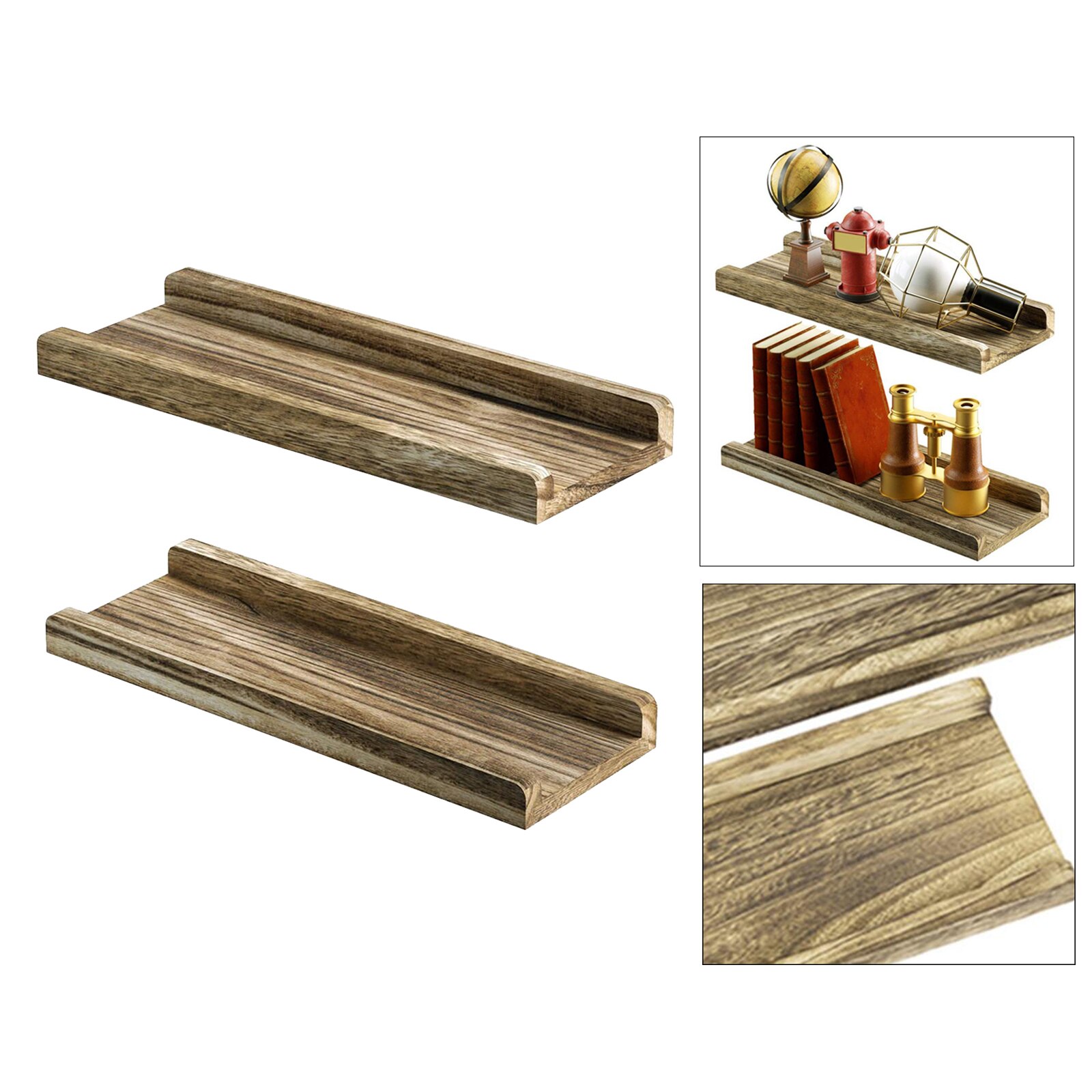 2x Floating Shelves for Wall Mounted,Modern Rustic All Wood Wall Shelves for Bedroom, Bathroom, Family Room, Kitchen