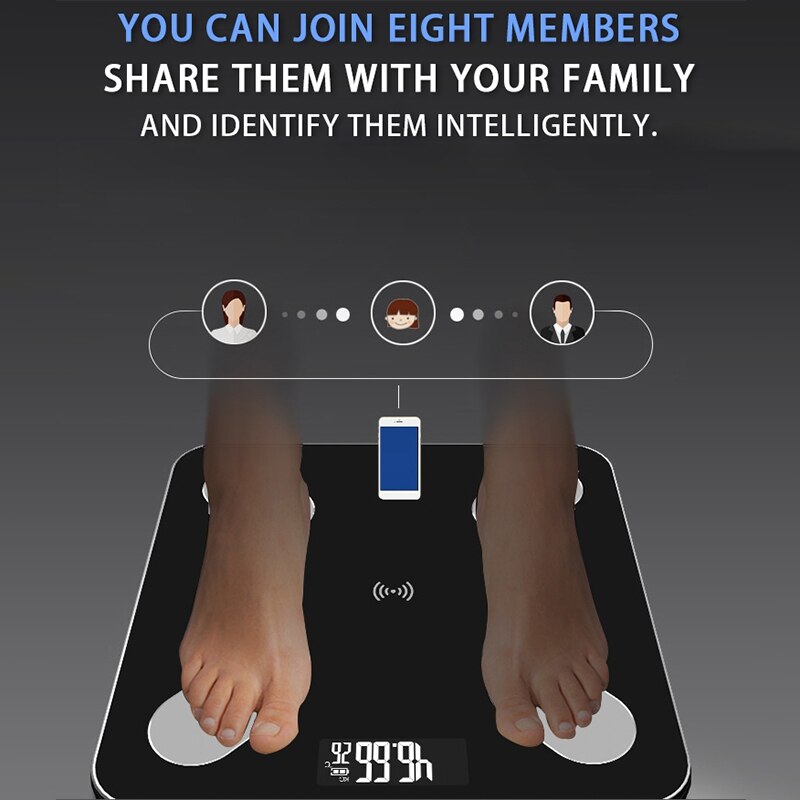Bluetooth Scales Body Weight Bathroom Scale Smart Backlit Display Scale Body Weight Water Muscle Mass BMI