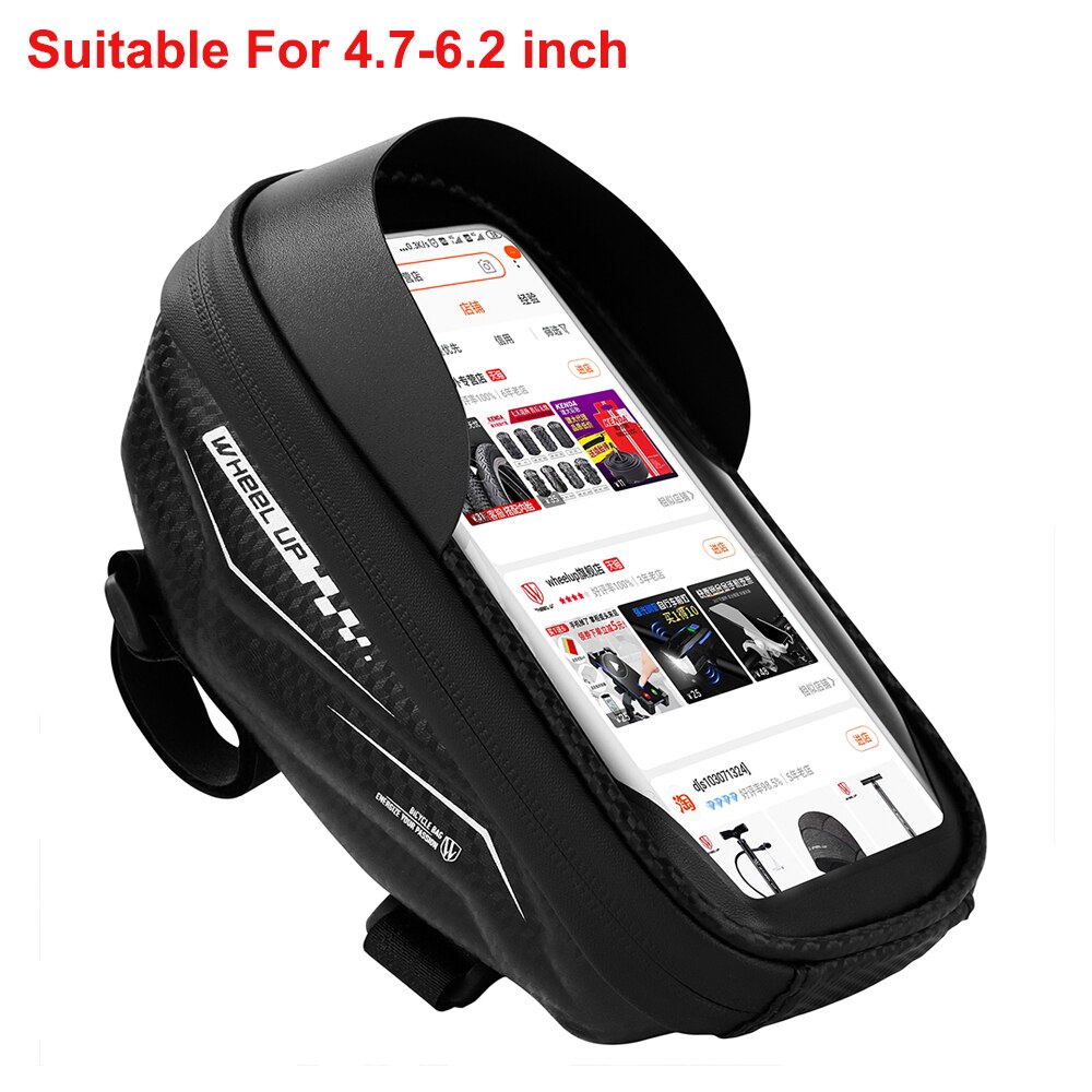 Wheel Up Bike Bag MTB Road Bike Waterproof Front Frame Bicycle Bags Touchscreen 4.7-6.7inch Cycling Tube Mobile Phone Case Bags: Type C