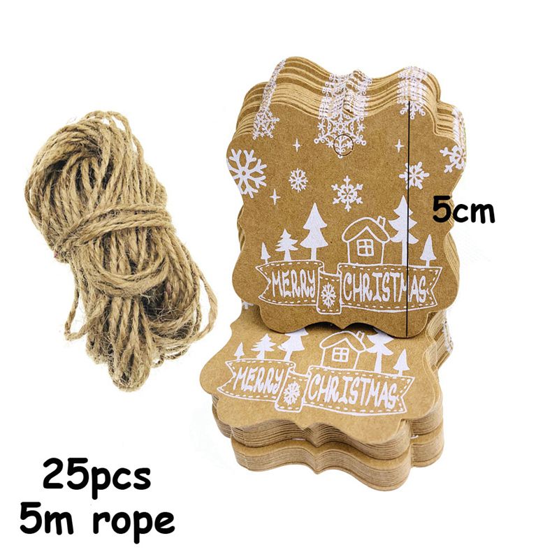 25 stück weihnachtsanhänger aus kraftpapier mit weihnachtsmotiven, weihnachtsbaum und elch, diy-anhänger, weihnachtsfeier-gastgeschenke: Pa222