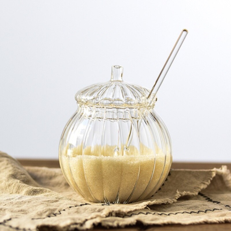 Handmade Household Transparent Glass Candy Jar And Lids Spice Chicken Cooking Sugar Bow Mason Jar Kitchen Storage Tank Salt Pot