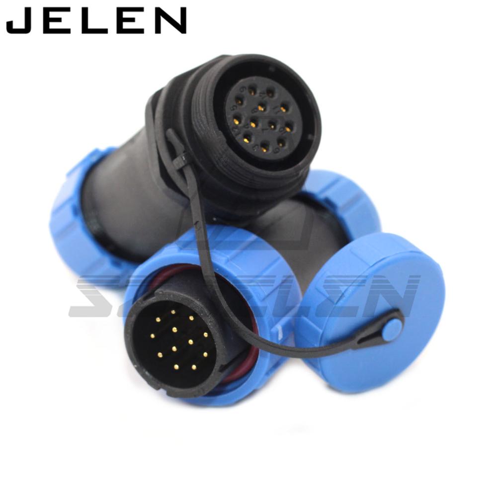 SP2110/P12-S12,12 pin waterproof connector Male+Female, LED 12-pin connector, outdoor cable connector plug socket