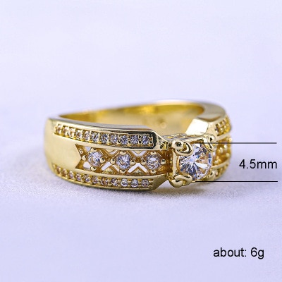 Huitan Goud Kleur Hollow Out Vrouwen Punk Ring Wedding Bridal Accessoires Decoratie Steen Griffenzetting Ringen