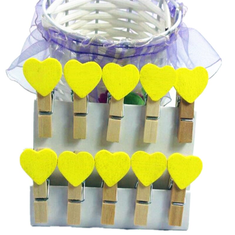 10 stuks gele houten paperclips, houten knijpers, mini-tasklem, bruiloftsspecial