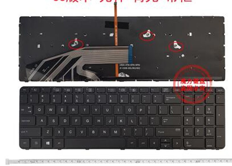 Neue Tastatur für HP ProBook 450 G3 G4/455 G3 G4/470 G3/470 G4 Schwarz Rahmen mit Backlit Keine punkt UNS