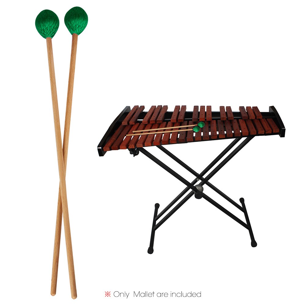 1 par midterste marimba stick mallets xylofon glockensplel hammer med bøghåndtag musikalsk tilbehør mallets til amatører: Grøn