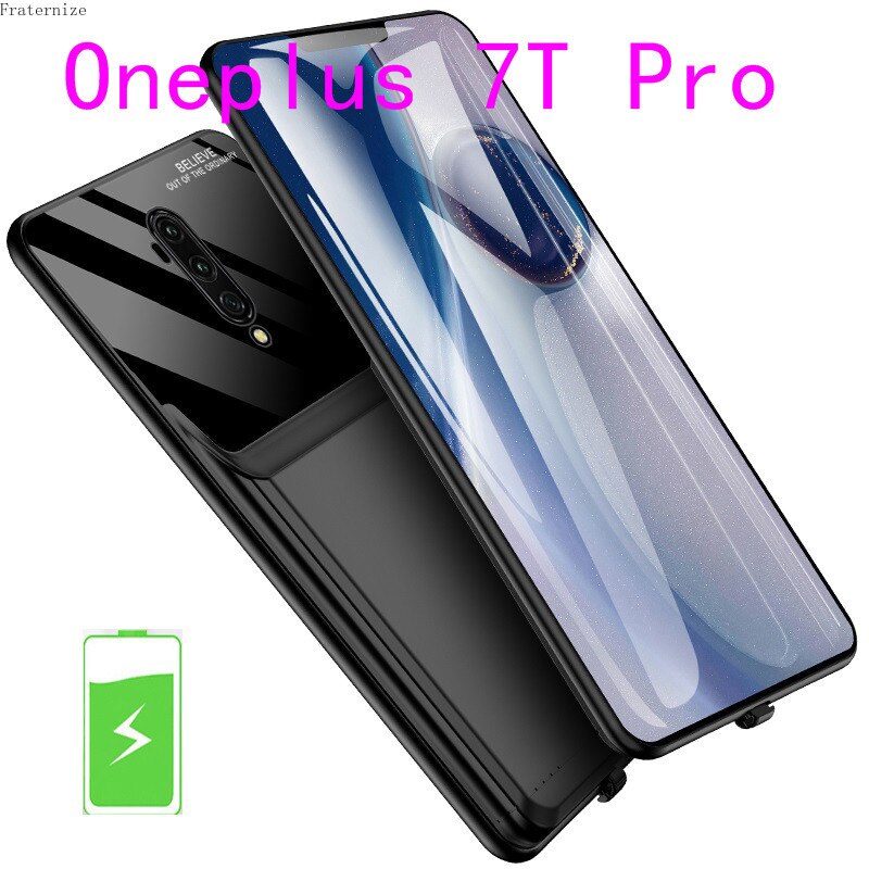 6000mAh stoßfest externe Batterie Ladegerät Fall für Oneplus 7 7T Pro Smart Power Bank Lade Abdeckung für Oneplus 8 Pro 8T Capa: OnePlus 7T Pro-Black