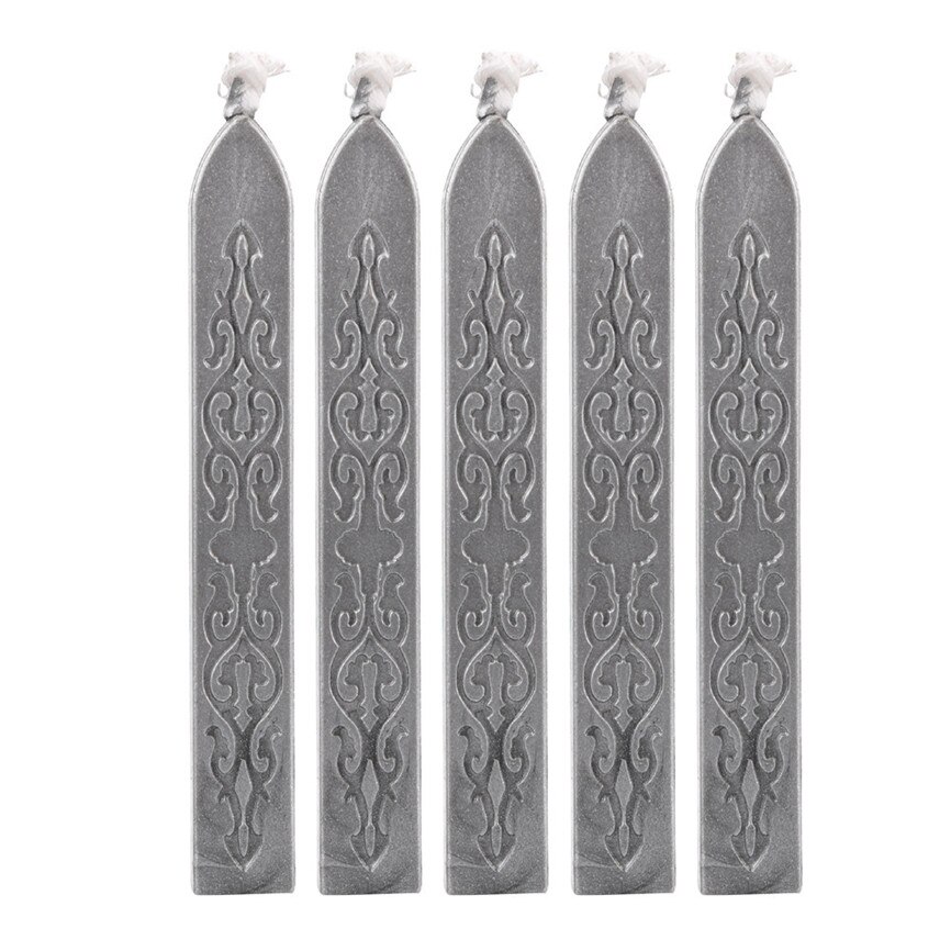 Bâtons de cire pour scellage | Sceau manuscrit doré Vintage de 5 pièces, mèches pour courrier affranchissement bureau 85*10*10mm: Silver
