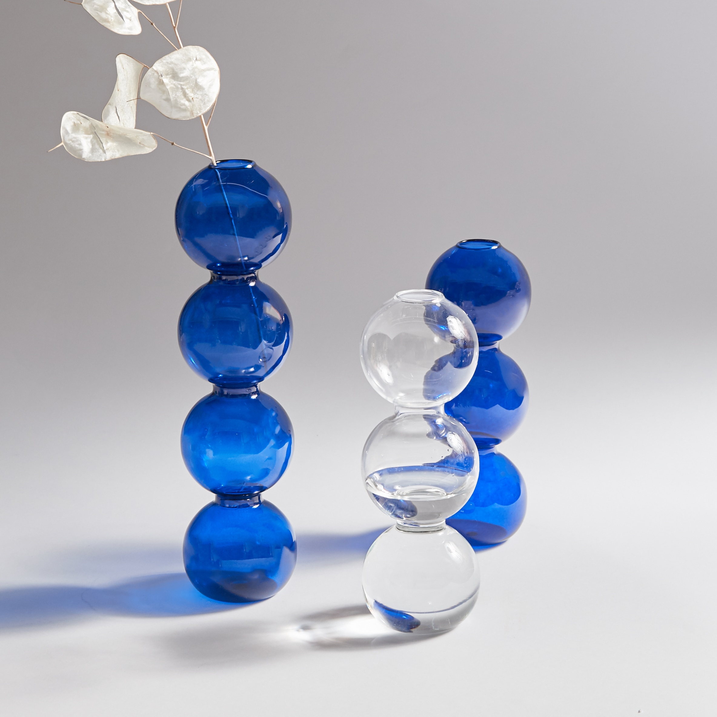 Blue Glass Candle Holder Candlesticks for Wedding Birthday Home Decoration Morden Decorative Glass