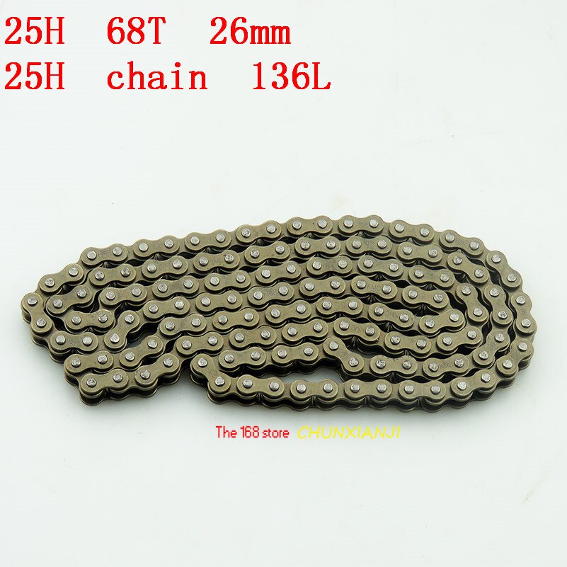 Good 25H 68T tooth 29mm rear Sprocket + 25H Chain 136L Links For 2 Stroke 47cc 49cc Mini moto Pocket Bike ATV Quad