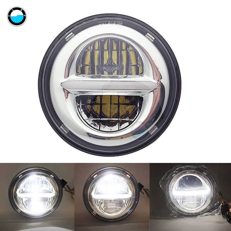 5.75" Round Headlamp 5-3/4 Inch LED Headlight DRL For Softail Dyna And Sportster Models.: WHITE