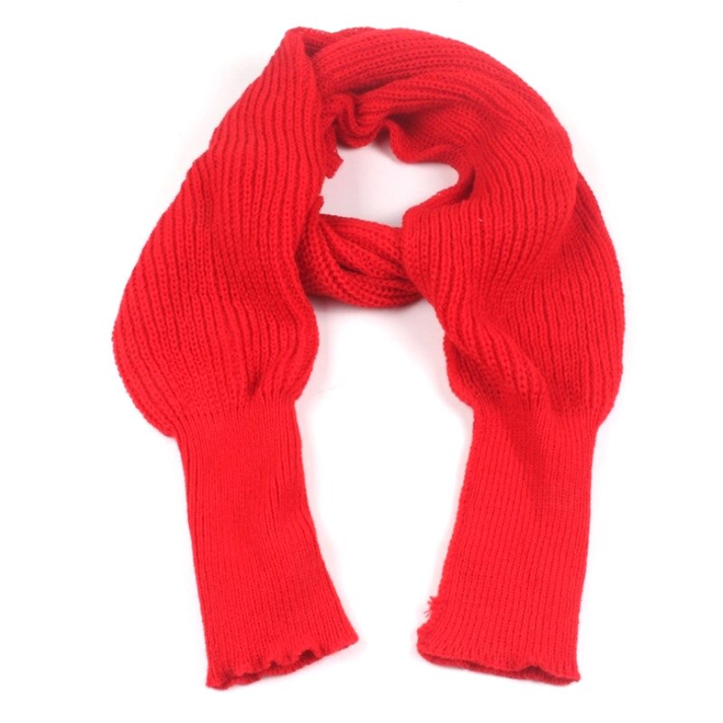 Herfst Sjaal Deken Vrouwen Effen Kleur Gebreide Trui Tops Sjaal Met Mouwen Wrap Winter Warme Sjaal Sjaals: Rood