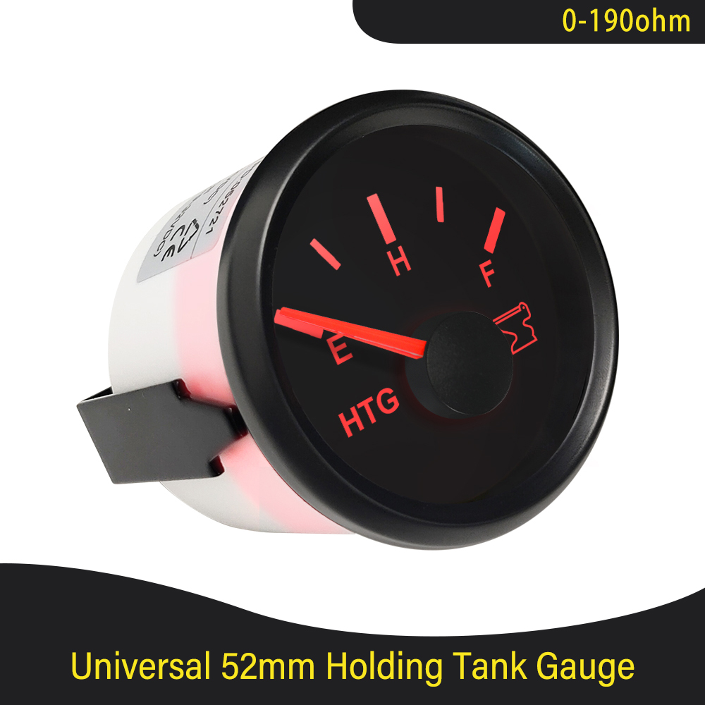 52mm marineholding tank niveaumåler 0-190 ohm 240-33 ohm signal vandtæt båd spildevandsmåler sort vand htg måler