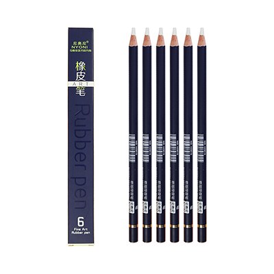Nyoni  n2810 gummi pen viskelæder blyant 6 stk / sæt fremhæv modellering gummi blyant revidere detaljer viskelæder pen til tegning forsyninger: 6 stk-sæt