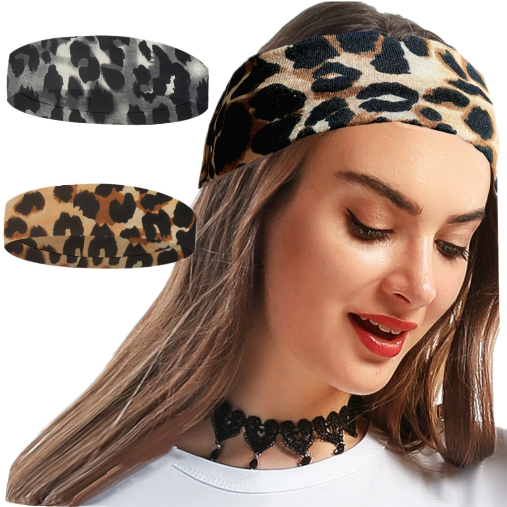 1 pc fjärils leopardmönster yoga elastiska hårband sport pannband anti-halk smalt hårband för gym inomhus fitness