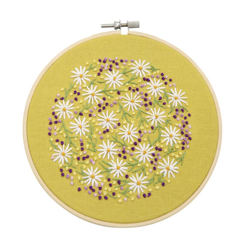 Plant Flowers Pattern 3D Embroidery Sewing Kit DIY Embroidery Set With Hoop Cross-stitch Crafts Hand-stitched Tools: E